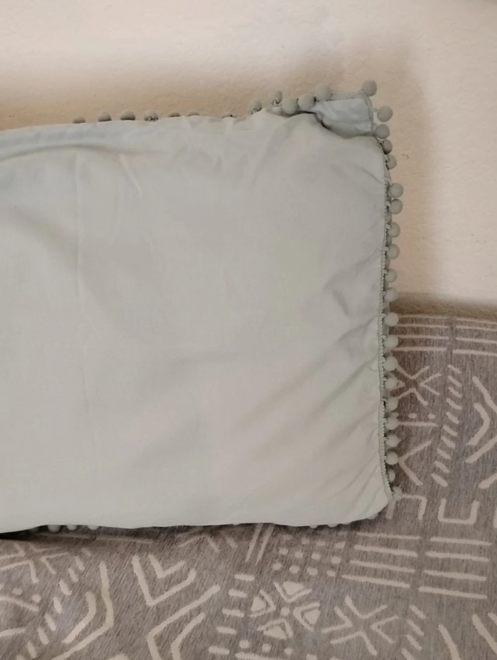 Light Sage Green Pom-Pom Edge Decorative Standard Pillow Sham